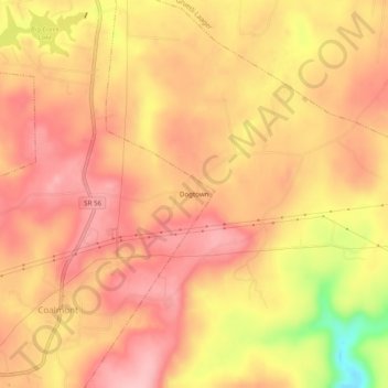 Mapa topográfico Dogtown, altitud, relieve