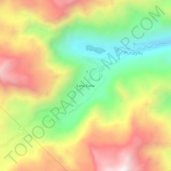 Mapa topográfico Canu Canu, altitud, relieve