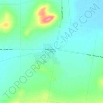 Mapa topográfico Dookie, altitud, relieve