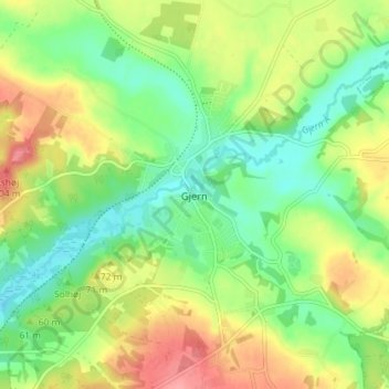 Mapa topográfico Gjern, altitud, relieve