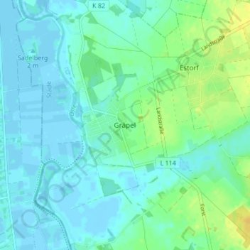 Mapa topográfico Gräpel, altitud, relieve