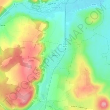 Mapa topográfico Bazarne, altitud, relieve