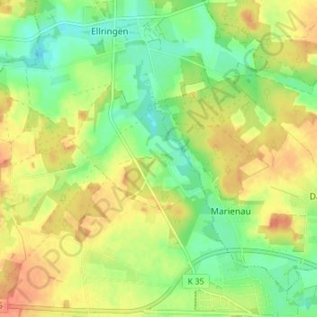Mapa topográfico Riecklingen, altitud, relieve