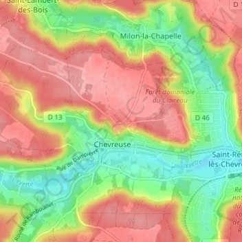 Mapa topográfico Hautvilliers, altitud, relieve