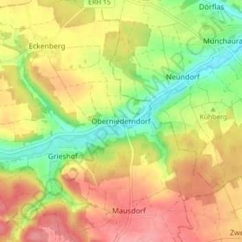 Mapa topográfico Oberniederndorf, altitud, relieve