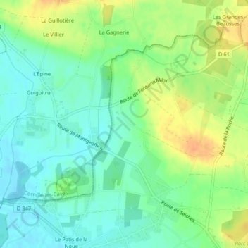 Mapa topográfico Le Bas Pouillé, altitud, relieve