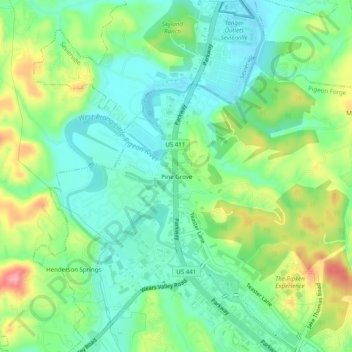 Mapa topográfico Pine Grove, altitud, relieve