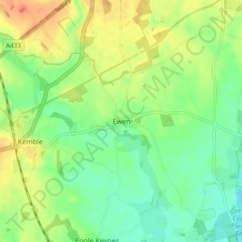 Mapa topográfico Ewen, altitud, relieve