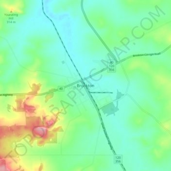 Mapa topográfico Brookton, altitud, relieve