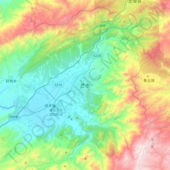 Mapa topográfico Mang, altitud, relieve