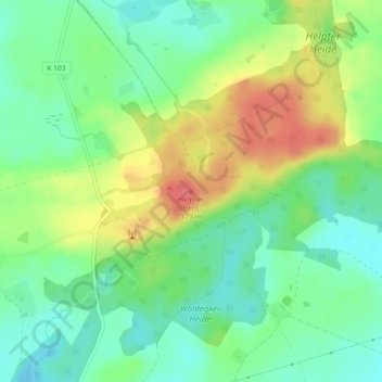 Mapa topográfico Helpter Berg, altitud, relieve