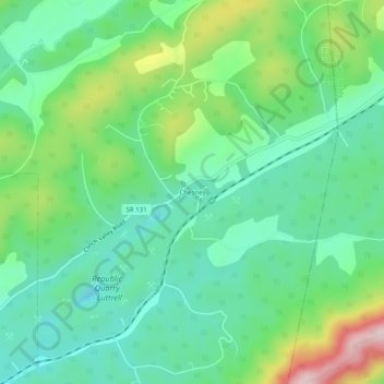 Mapa topográfico Chesney, altitud, relieve