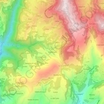 Mapa topográfico Mondrago, altitud, relieve