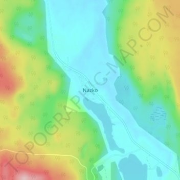 Mapa topográfico Nazko, altitud, relieve