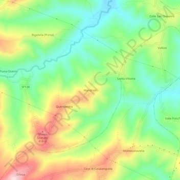 Mapa topográfico Mandrioli, altitud, relieve