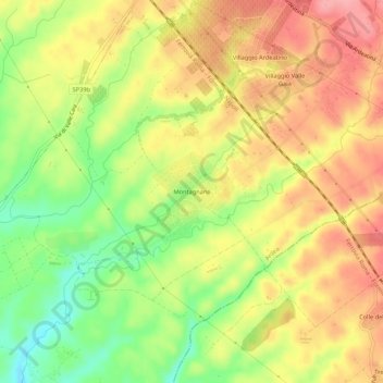Mapa topográfico Montagnano, altitud, relieve
