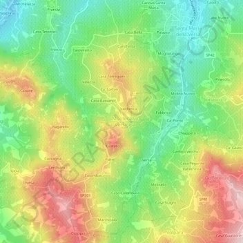 Mapa topográfico Crocetta, altitud, relieve