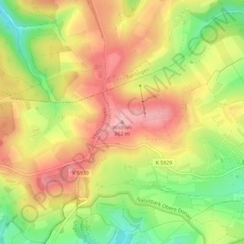 Mapa topográfico Witthoh, altitud, relieve