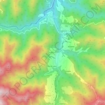 Mapa topográfico Fornisco, altitud, relieve