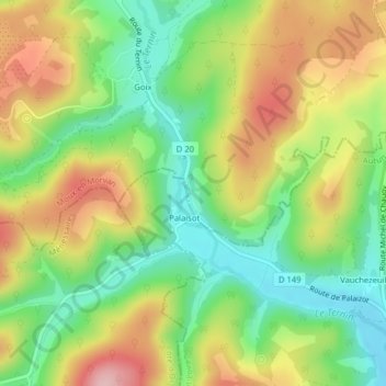 Mapa topográfico Palaizot, altitud, relieve