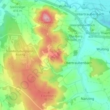 Mapa topográfico Heidersberg, altitud, relieve