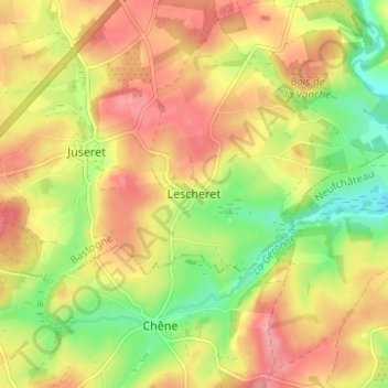 Mapa topográfico Lescheret, altitud, relieve
