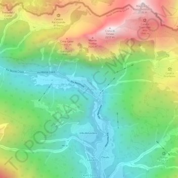 Mapa topográfico Timau, altitud, relieve
