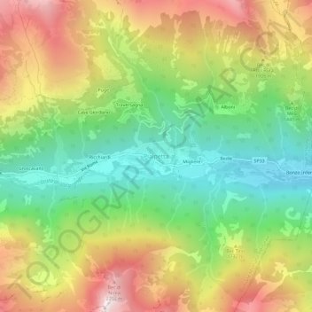 Mapa topográfico Pialpetta, altitud, relieve