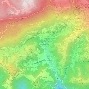 Mapa topográfico Contrà Pozza, altitud, relieve