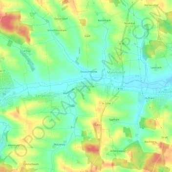 Mapa topográfico Gundihausen, altitud, relieve
