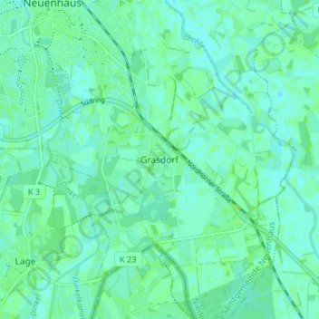 Mapa topográfico Grasdorf, altitud, relieve