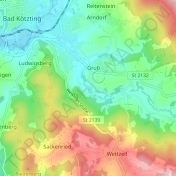 Mapa topográfico Weißenholz, altitud, relieve