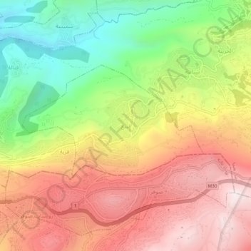 Mapa topográfico Qoubbeiaa, altitud, relieve