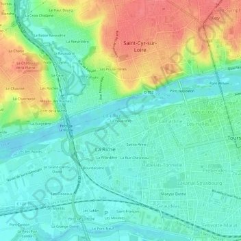 Mapa topográfico La Poudrière, altitud, relieve