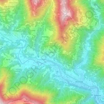 Mapa topográfico Cassottana, altitud, relieve