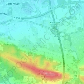 Mapa topográfico Schleptrup, altitud, relieve