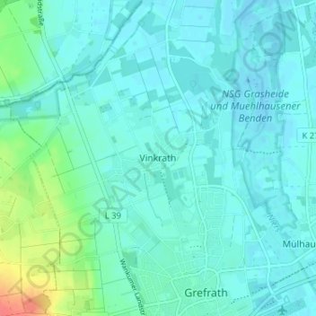 Mapa topográfico Vinkrath, altitud, relieve
