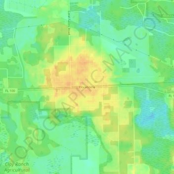 Mapa topográfico Florahome, altitud, relieve