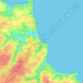 Mapa topográfico Ramonette, altitud, relieve