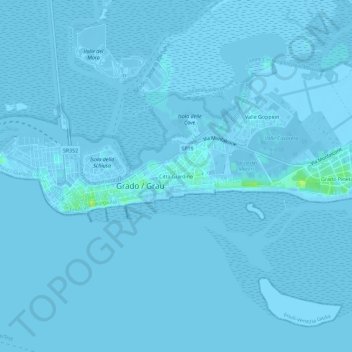 Mapa topográfico Città Giardino, altitud, relieve