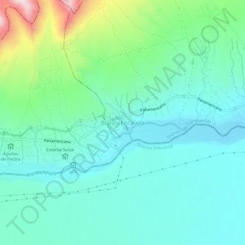 Mapa topográfico Blanco Encalada, altitud, relieve