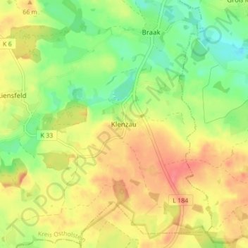 Mapa topográfico Klenzau, altitud, relieve