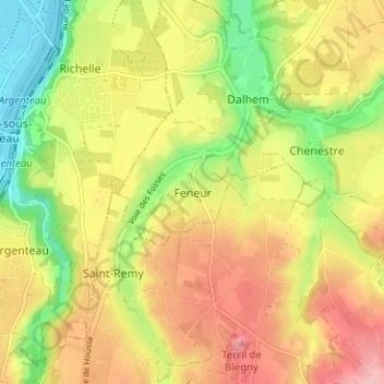 Mapa topográfico Feneur, altitud, relieve
