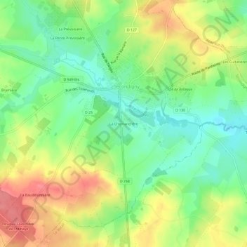Mapa topográfico La Chemanchère, altitud, relieve