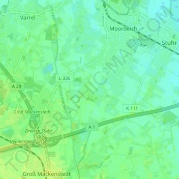 Mapa topográfico Barken, altitud, relieve