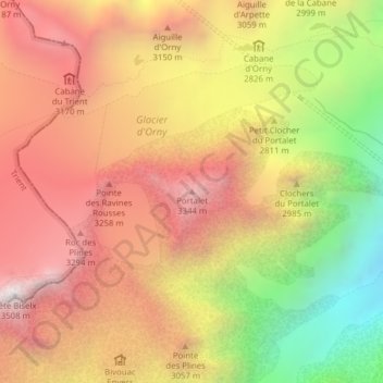 Mapa topográfico Portalet, altitud, relieve