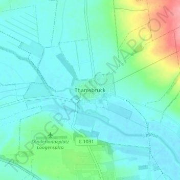 Mapa topográfico Thamsbrück, altitud, relieve