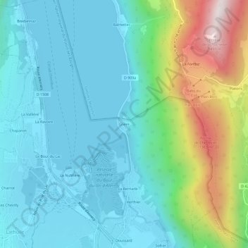 Mapa topográfico Glière, altitud, relieve