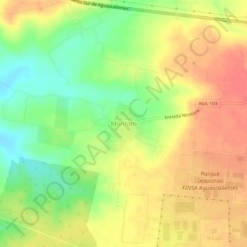 Mapa topográfico Montoro, altitud, relieve