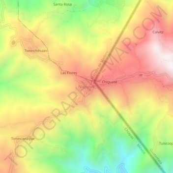 Mapa topográfico Niquivil, altitud, relieve